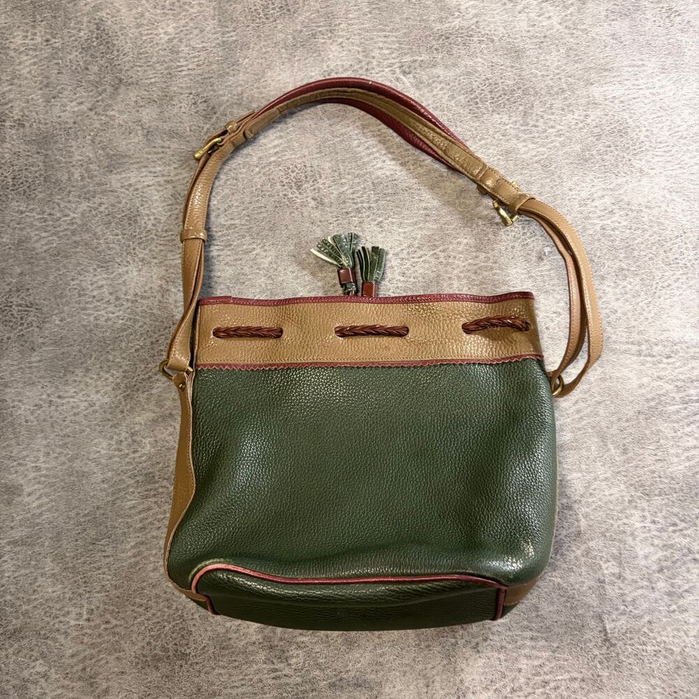 Green Vintage Dooney & Bourke Pebbled Leather Bucket Bag - Picture 5 of 8